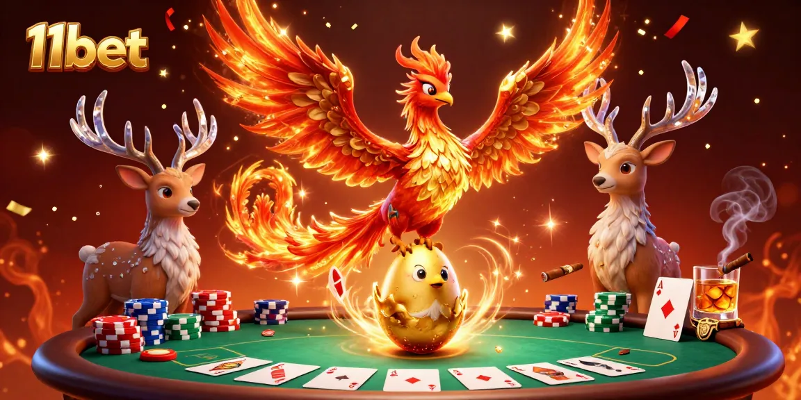 Experience thrilling casino moments at 11bet with a vibrant phoenix scene showcasing poker excitement.