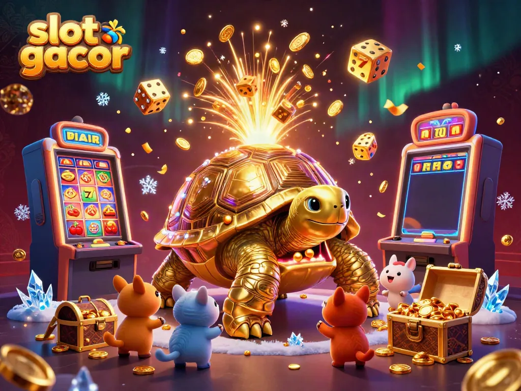Experience the thrill of slot gacor with vibrant characters, jackpot explosions, and casino elements.
