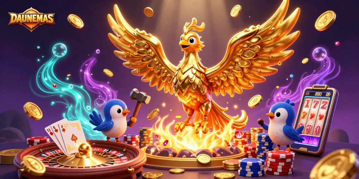Experience DAUNEMAS as molten gold coins, a phoenix, and poker elements ignite your gaming adventure.