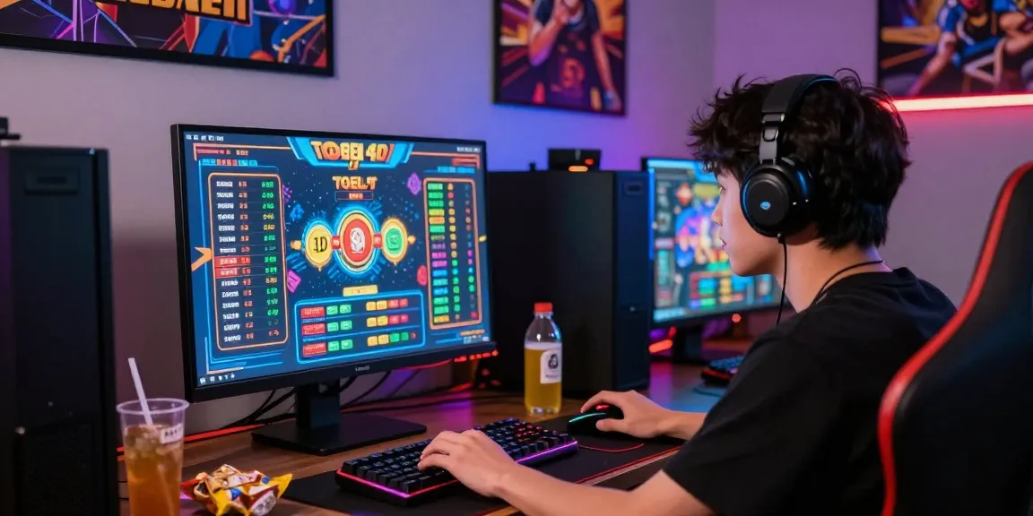 Player engaging in Togel88 game, featuring Link Alternatif Togel88 surrounded by gaming gear.