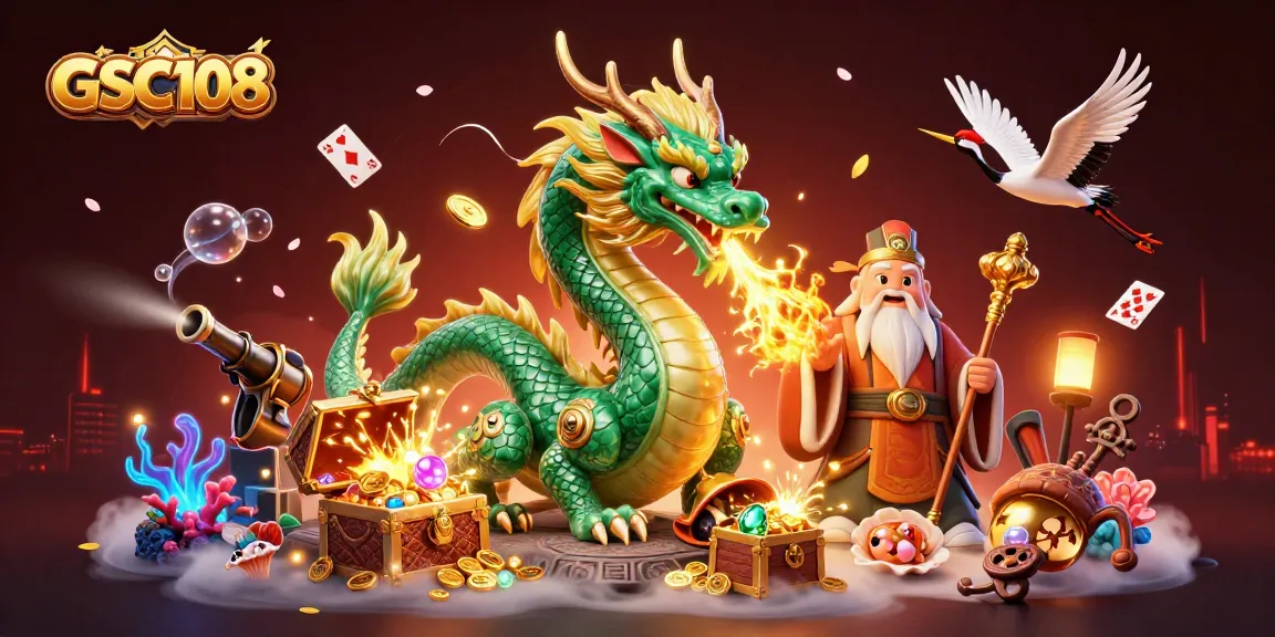 Engage with GSC108 in an exciting gambling adventure with animated characters and vibrant energy.