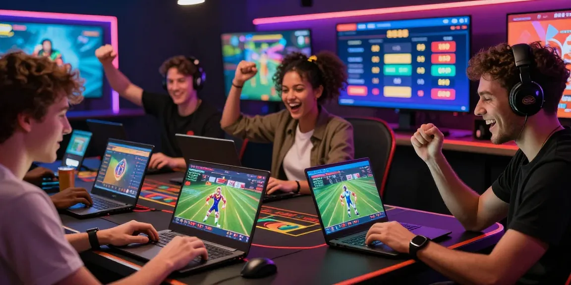 Engaged players enjoying the RED88 platform, showcasing live sports betting and casino games in a vibrant atmosphere.