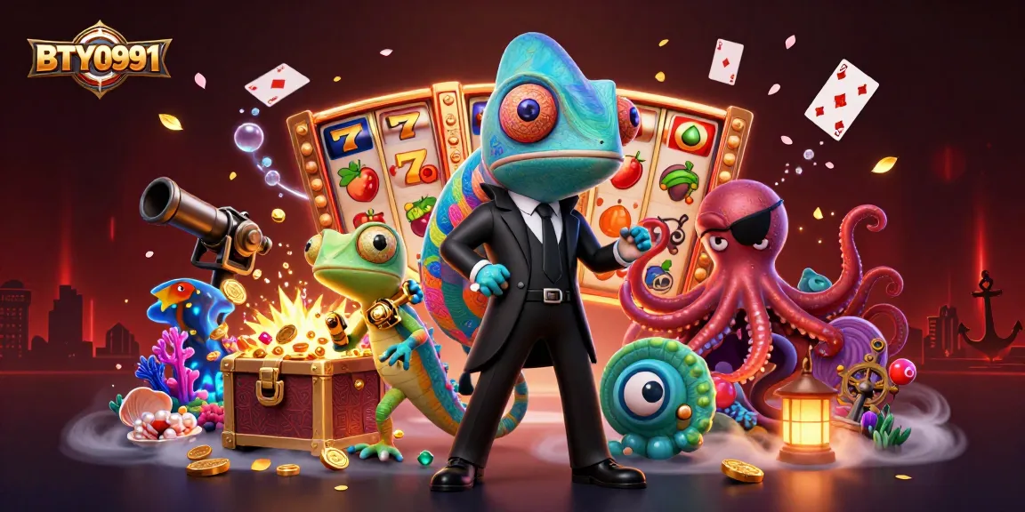 BTY0991 showcases vibrant slot reels and characters in a thrilling casino adventure.