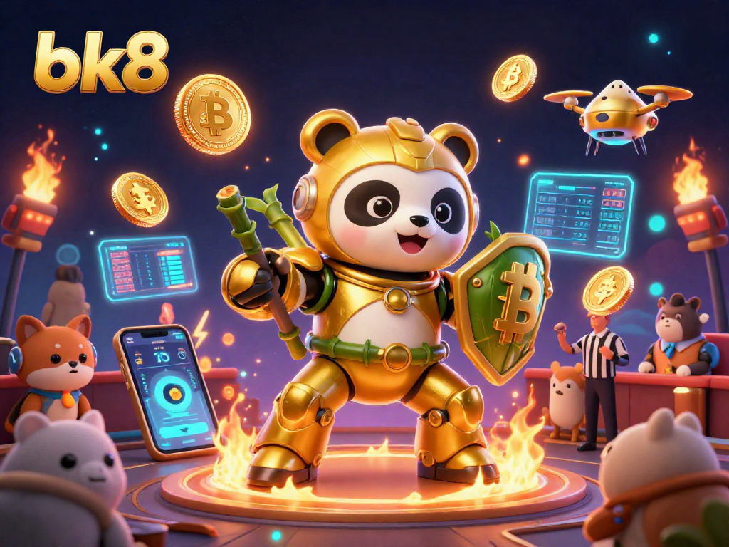 Engage in exciting bk8 gaming with vibrant characters and dynamic crypto game elements in a rich 3D casino illustration.