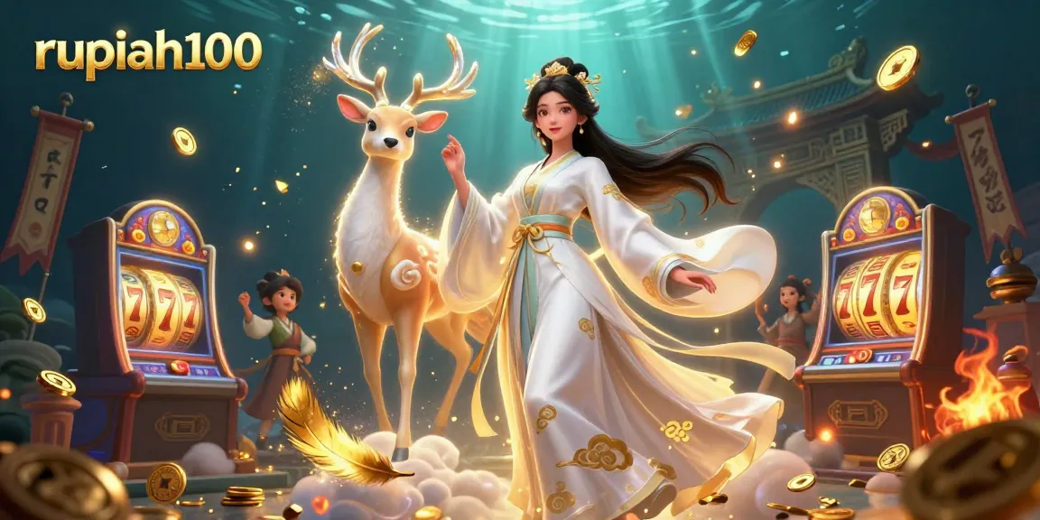 Engage with thrilling slot action featuring rupiah100's vibrant gaming elements in a colorful 3D illustration.