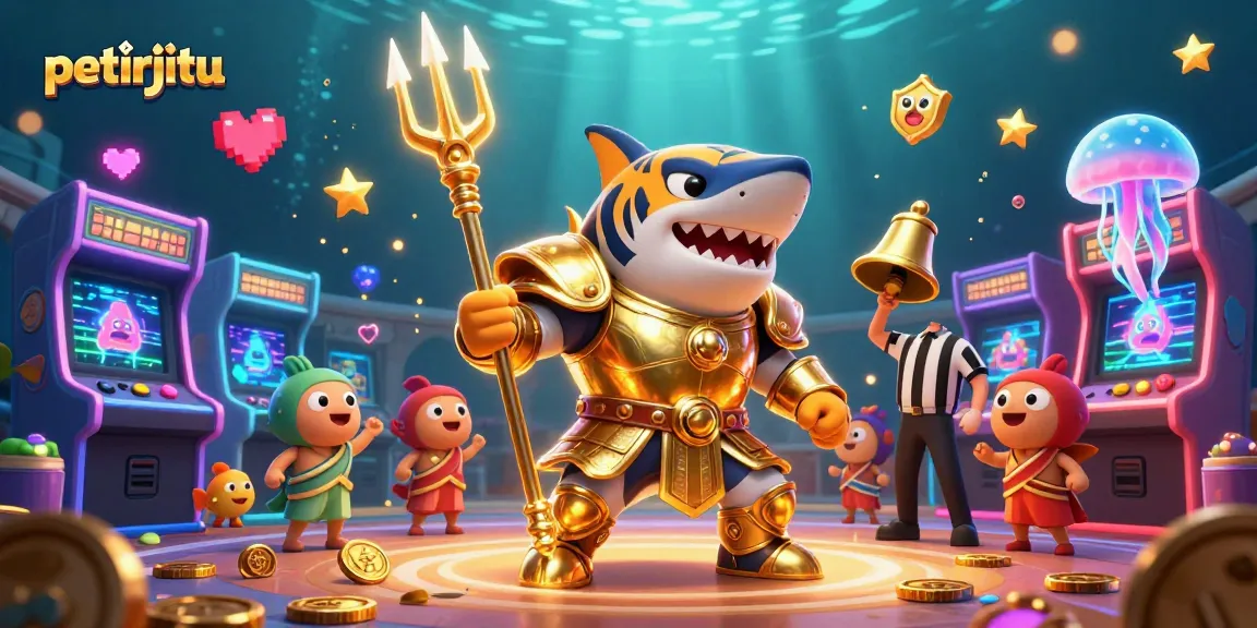 petirjitu menghadirkan ilustrasi kasino yang menegangkan dengan hiu harimau dan elemen game menarik