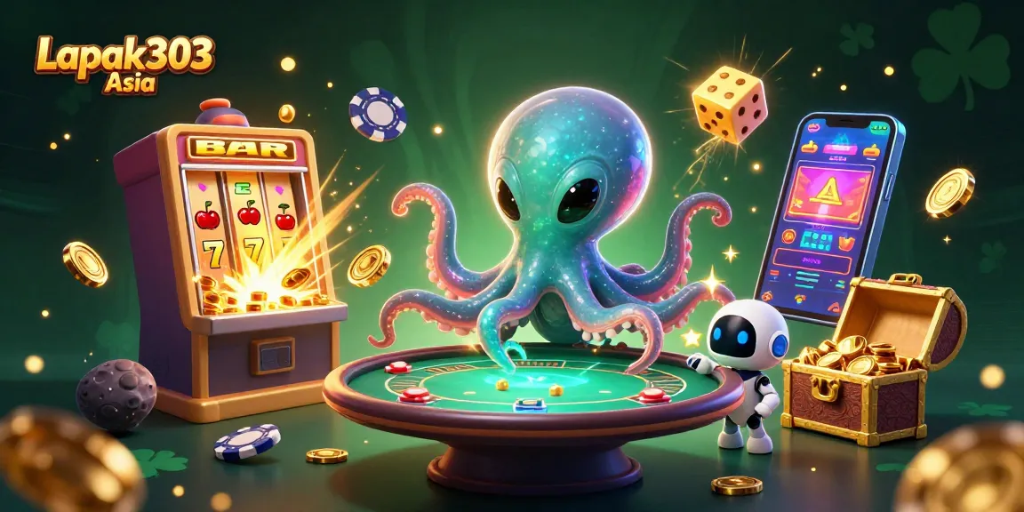 Experience vibrant gaming at Lapak303 Asia with a colorful 3D alien casino scene.