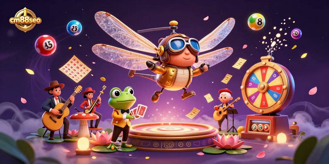 Engage with cm88seo's vibrant gaming atmosphere featuring dynamic casino action and whimsical characters.