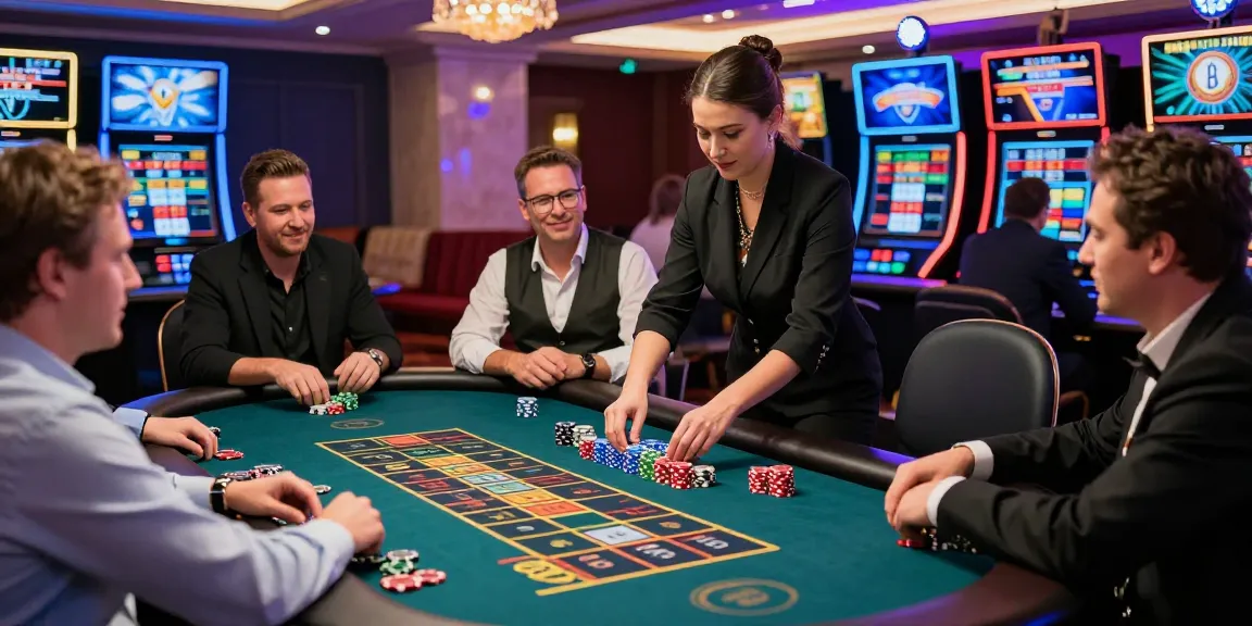 Grandbetting live casino scene with players engaged in roulette, vibrant gaming atmosphere.