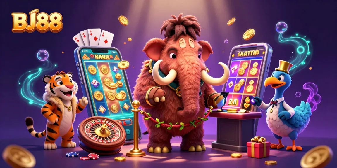 Experience winning at BJ88 with energetic casino characters and vibrant gaming elements.