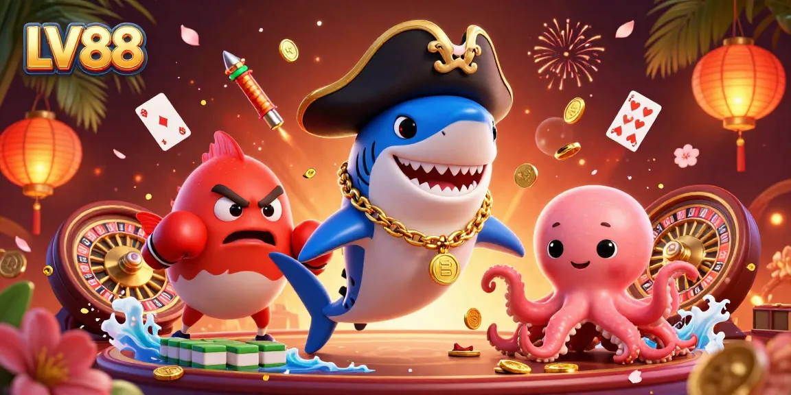Experience the excitement of LV88's live casino with dynamic characters and vibrant game elements.