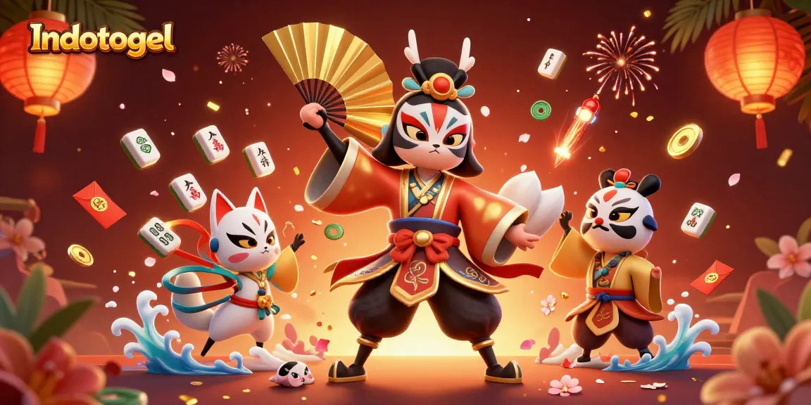 Join the thrilling adventures with Indotogel, featuring a kabuki warrior and kitsune in a vibrant casino scene