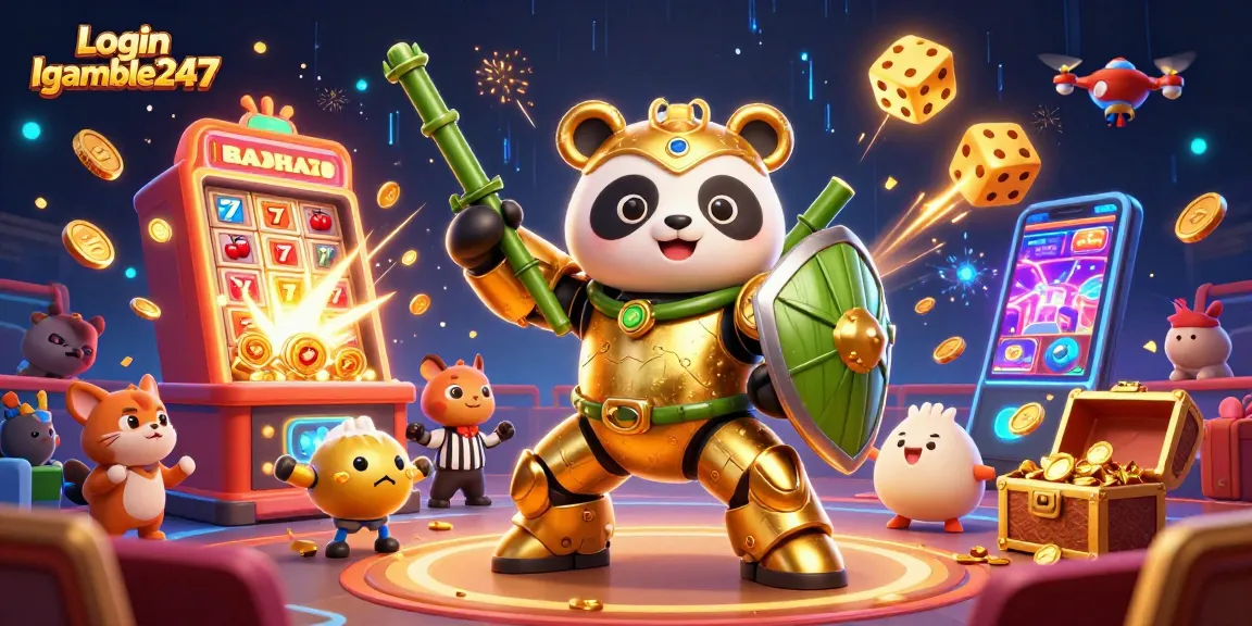 Experience the thrill of winning with Login Igamble247 in this vibrant casino scene featuring joyful characters.