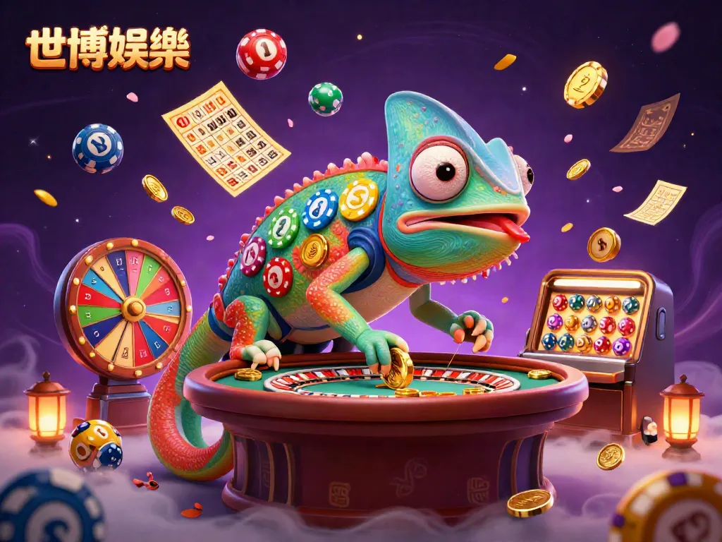 在世博娛樂中享受精采賭博體驗，色彩繽紛的圓形球和幸運彩金四處飄揚。