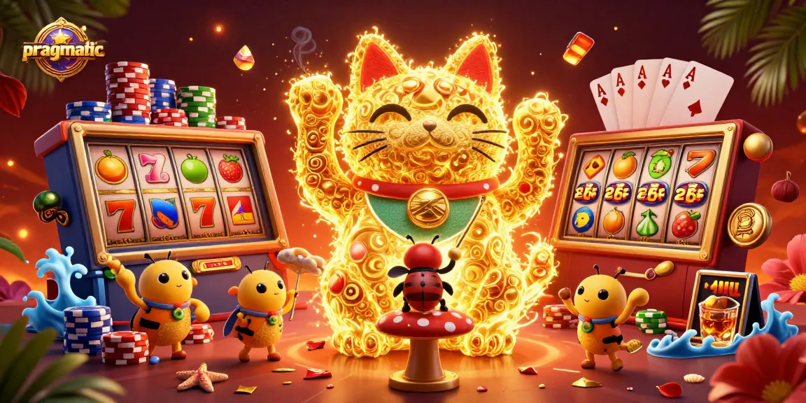 Experience the pragmatic thrill of winning with vibrant slot reels and lively casino symbols in this stunning digital illustration.