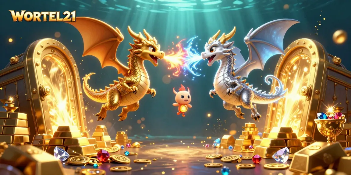 Experience thrilling wins with WORTEL21 in a vibrant 3D casino dragon showdown.