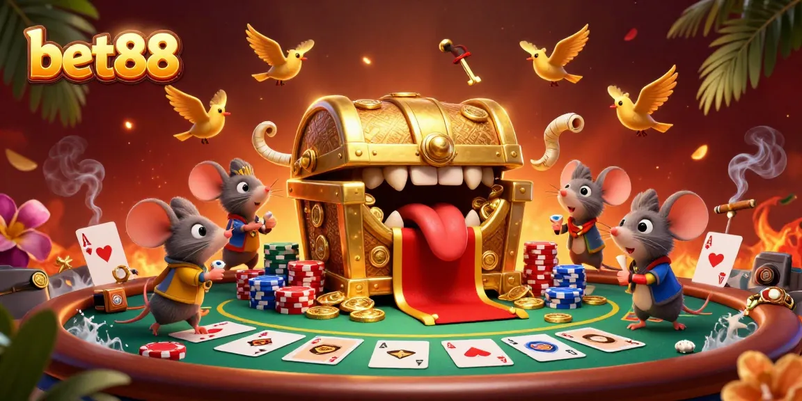 Engage in thrilling poker at bet88 while discovering riches from a vibrant treasure chest.