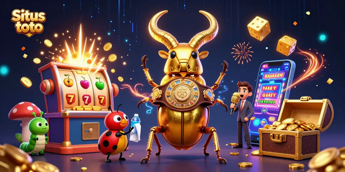 Situs toto showcases exciting gambling with a giant golden stag beetle and gaming extravaganza.
