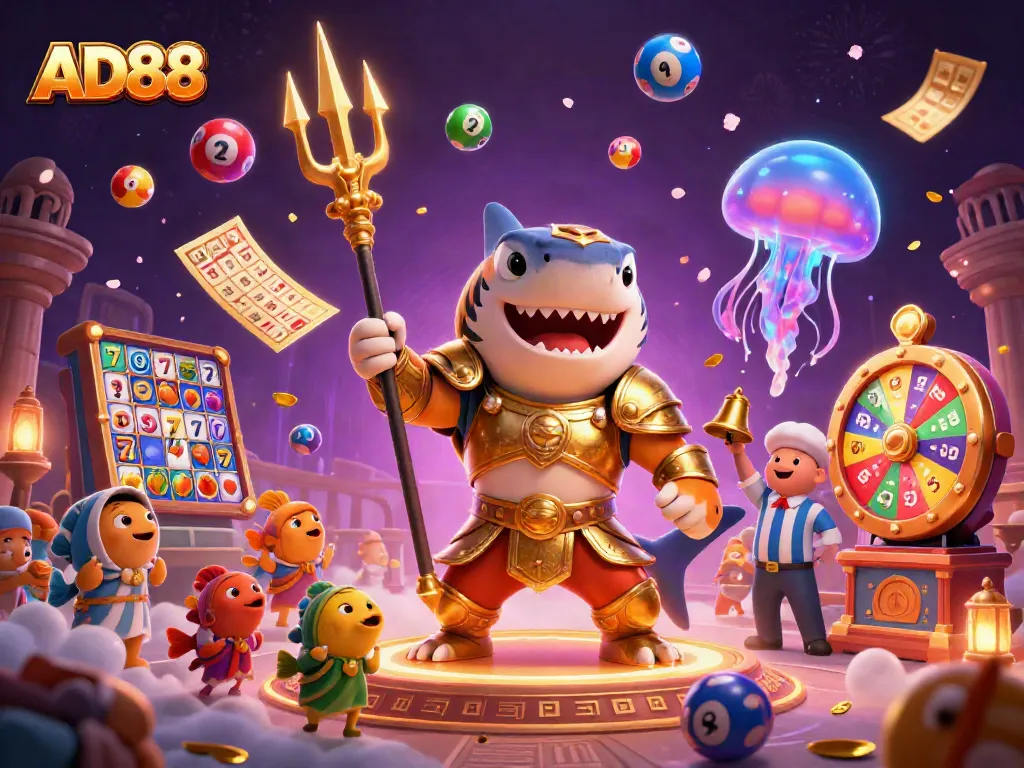 Join the excitement with AD88 at the underwater colosseum featuring vibrant casino elements.