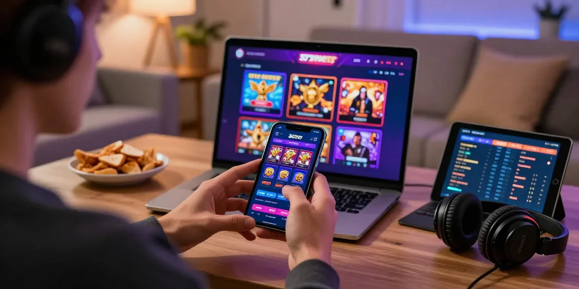 Pengguna bermain di aplikasi 337sports dengan permainan SLOT di smartphone dalam suasana santai dan nyaman.