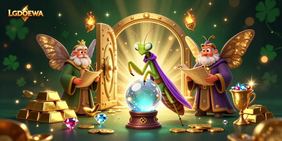Engage with LGODEWA's thrilling gaming experience, featuring fortune tellers and mystical elements in a vibrant casino scene.