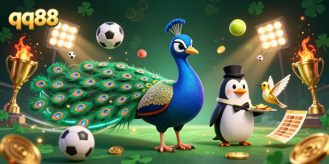 Experience the thrill of qq88 gaming with vibrant characters and dynamic sports elements in this dazzling casino scene.