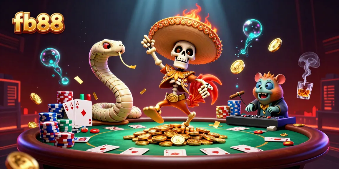 Experience vibrant casino action with fb88, as animated characters celebrate wins amid glowing gaming elements.