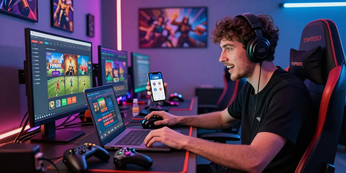 Player enjoying online sports betting on 78winnh.net with vibrant neon lights and gaming accessories.