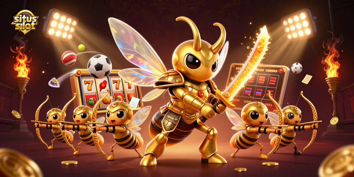 Gambarkan situs slot dengan mesin slot, petarung keberuntungan, dan elemen kasino yang menarik.