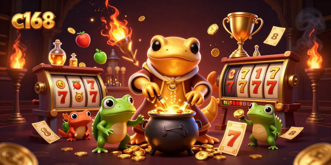 Experience the thrill of c168 casino with a golden salamander and exciting slot elements in this dynamic scene.