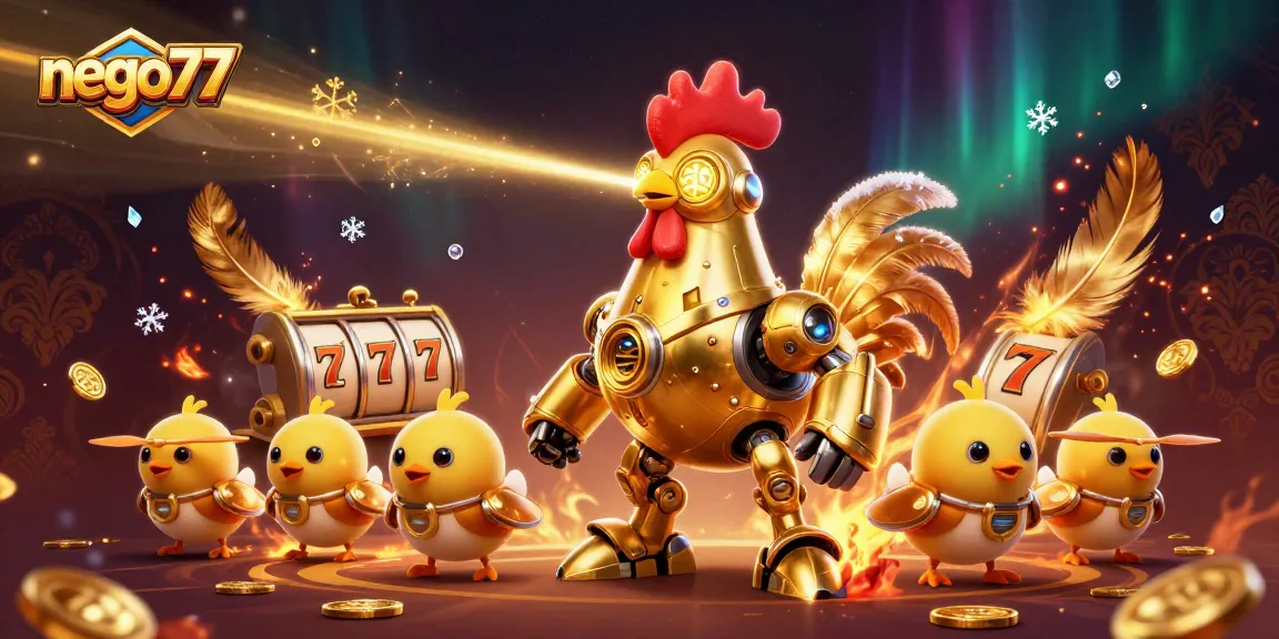 Experience thrilling gameplay with nego77 featuring vibrant 3D characters and slot elements, set in a dynamic casino atmosphere.