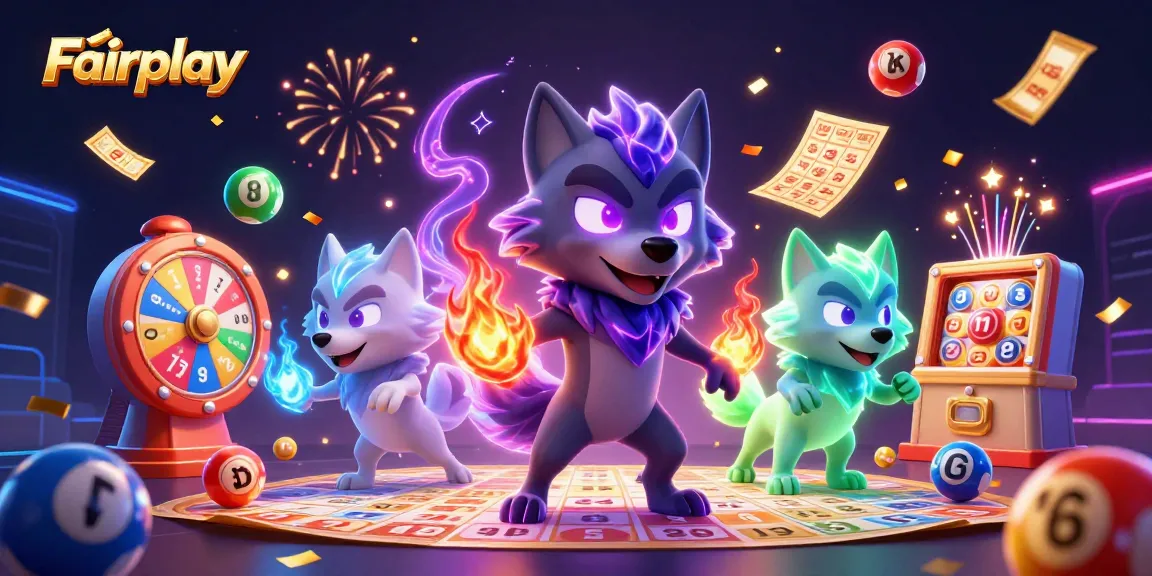 Experience Fairplay in a vibrant, action-packed dynamic bingo scene with colorful elements and energetic characters.