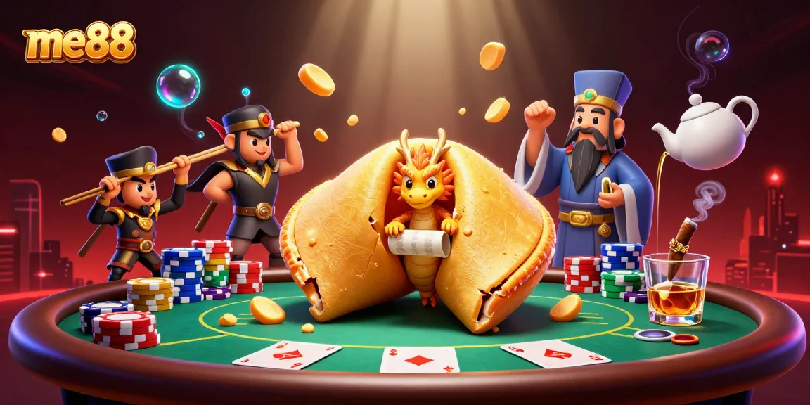 Experience the excitement of me88 with a dynamic casino illustration featuring vibrant game elements and characters.