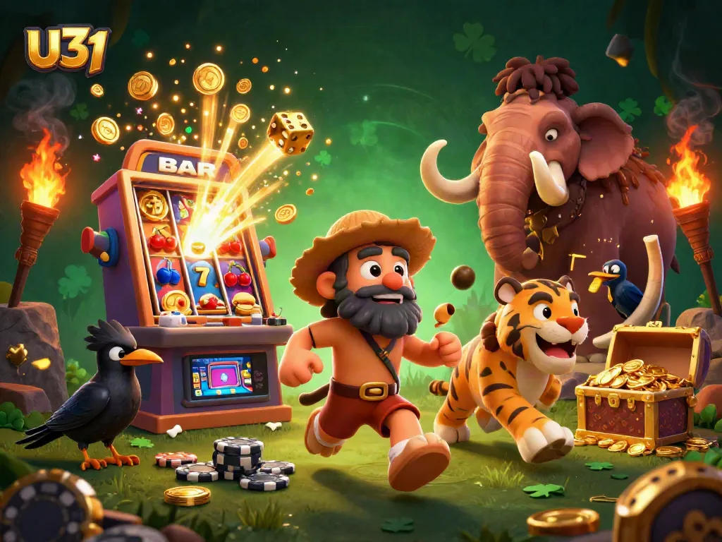 Experience U31's thrilling prehistoric casino with sabertooth tigers and jackpot excitement!