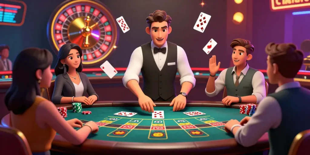 Pengalaman permainan live casino yang menarik dengan dealer langsung dan pemain aktif.