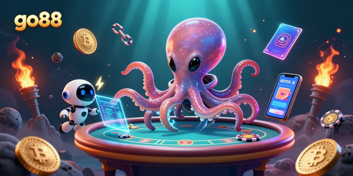 Join the go88 alien octopus in a thrilling poker game with futuristic elements