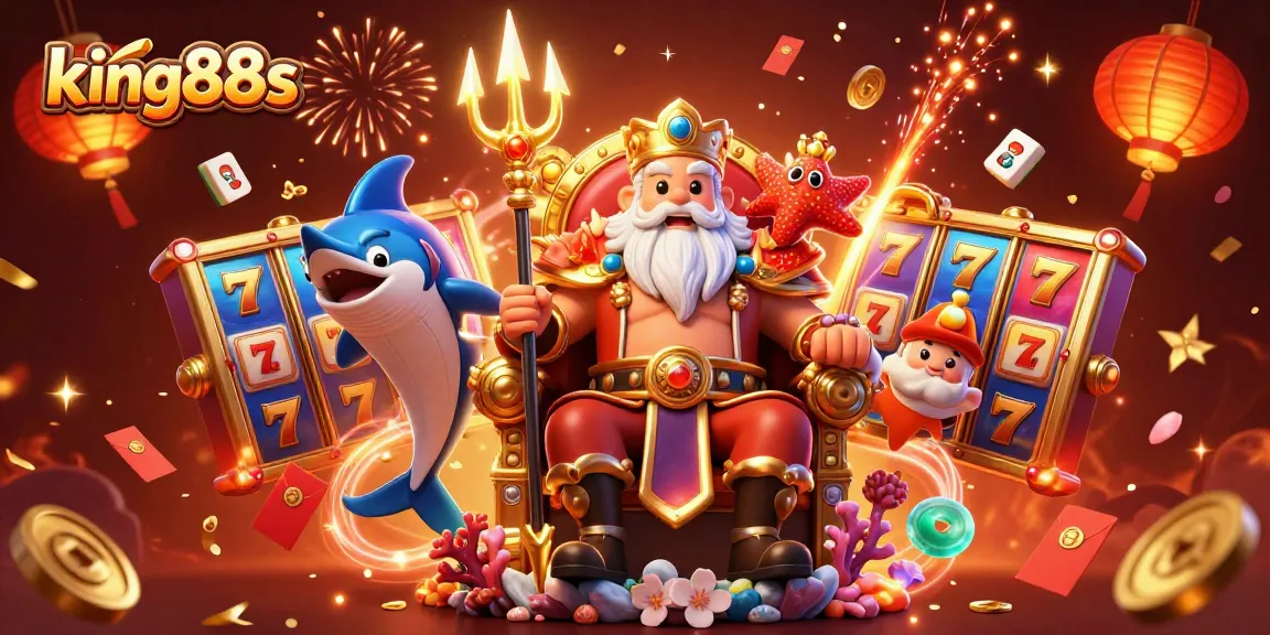 Experience the thrilling excitement of king88s with Neptune amidst vibrant casino elements!