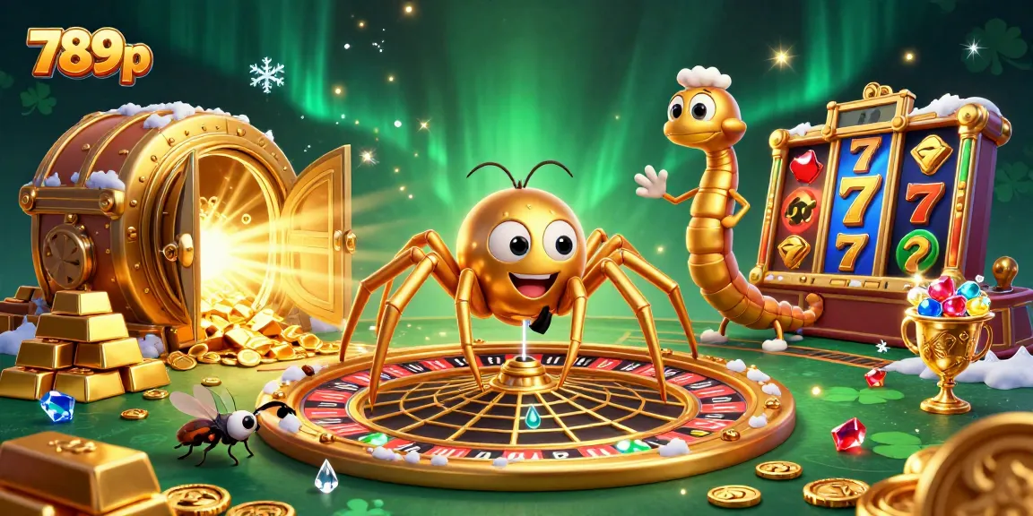 Engage at 789p with a thrilling illustration of a dynamic casino scene featuring a golden spider and croupier.
