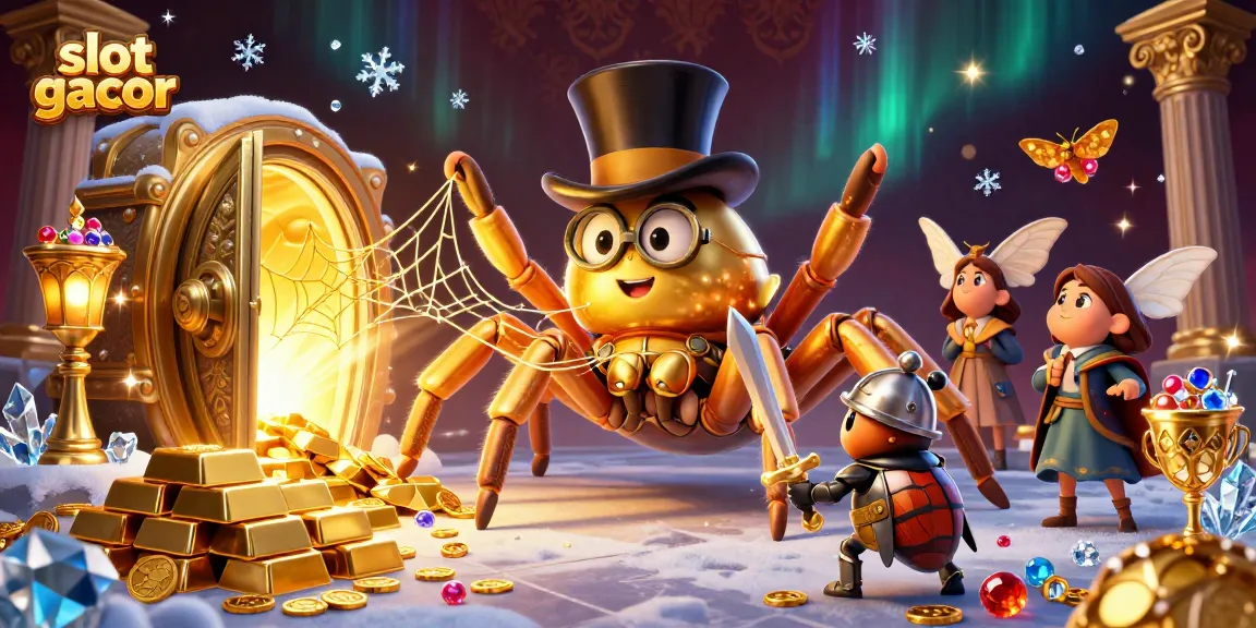 Engage in slot gacor excitement with a vibrant 3D illustration featuring adventurous casino characters.