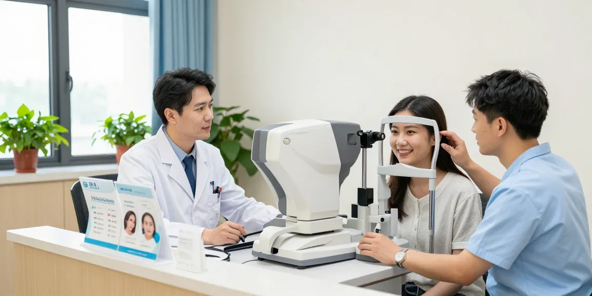 SNU Eye Clinic showing advanced eye care technology and friendly patient interaction.