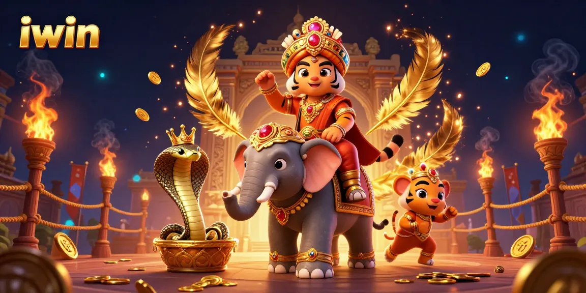 iwin brings thrilling casino experiences to life with a majestic tiger and jewel-encrusted elephant.