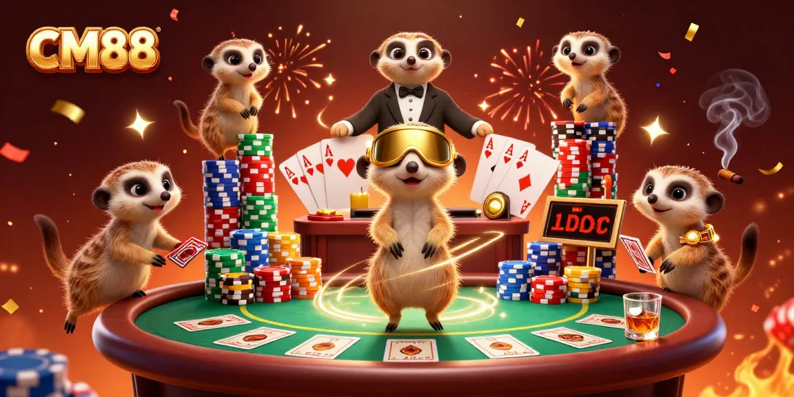 Experience thrilling gaming at CM88 with meerkats running a colorful casino.