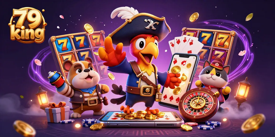 79 king pirate captain engages players with spinning slot games and gold coins.