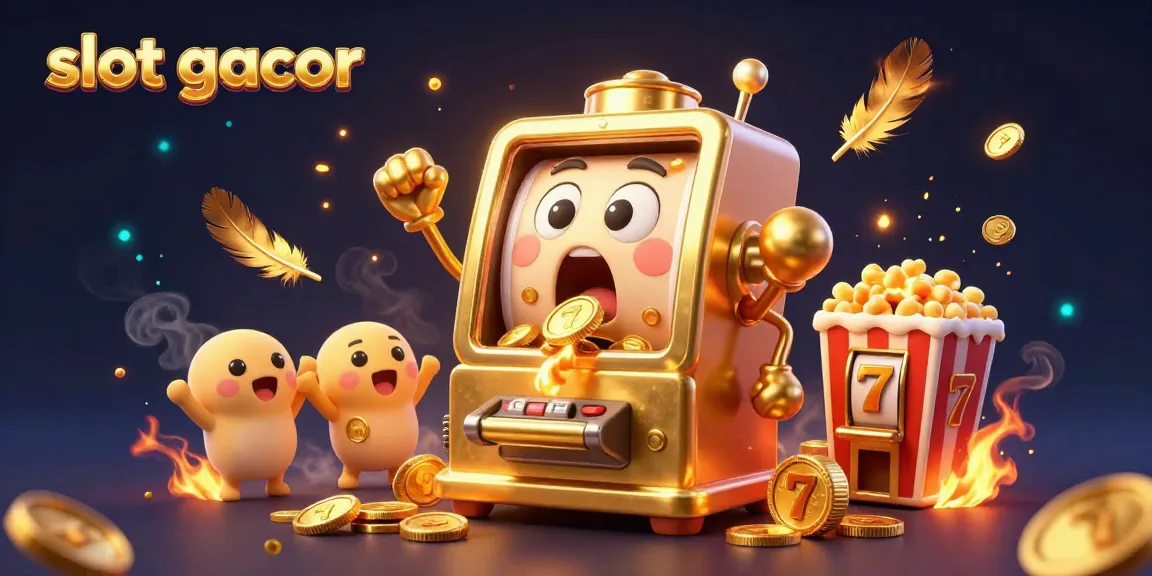 Experience slot gacor magic as a golden slot machine hits the jackpot amidst cheering baby machines.