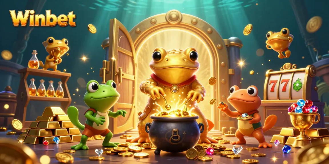 Winbet's vibrant 3D illustration features a magical alchemist and apprentice creating golden treasures.