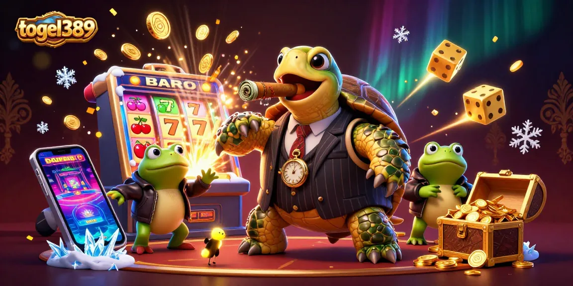 Experience premium jackpots with togel389 in this detailed casino scene featuring lucky symbols and rich visuals.