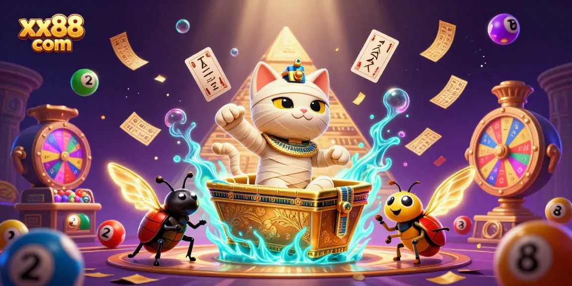 Engage with thrilling games at xx88 com, featuring an enchanting Egyptian-themed casino scene.