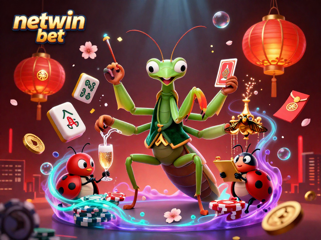 Experience netwin bet with an exciting 3D illustration depicting online gaming and vibrant casino elements.