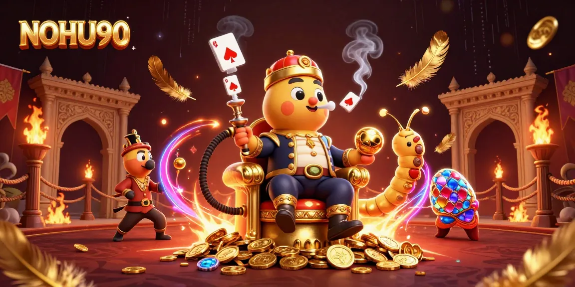 Win exciting prizes with NOHU90's dynamic casino adventure featuring a vibrant, whimsical scene.
