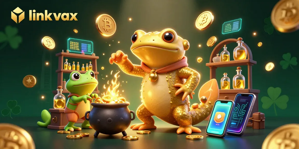 Experience thrilling wins at link vmax in a golden alchemist's lab surrounded by dazzling crypto elements.